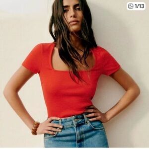 Sézane Amara SZ M Square Necked T Shirt Top Cotton NWOT Never Worn - Rare!